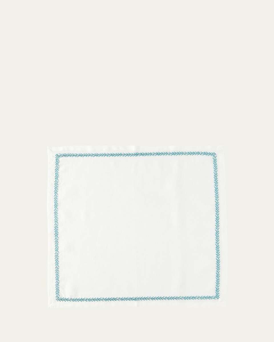 Jardin Napkin, White and Turquoise